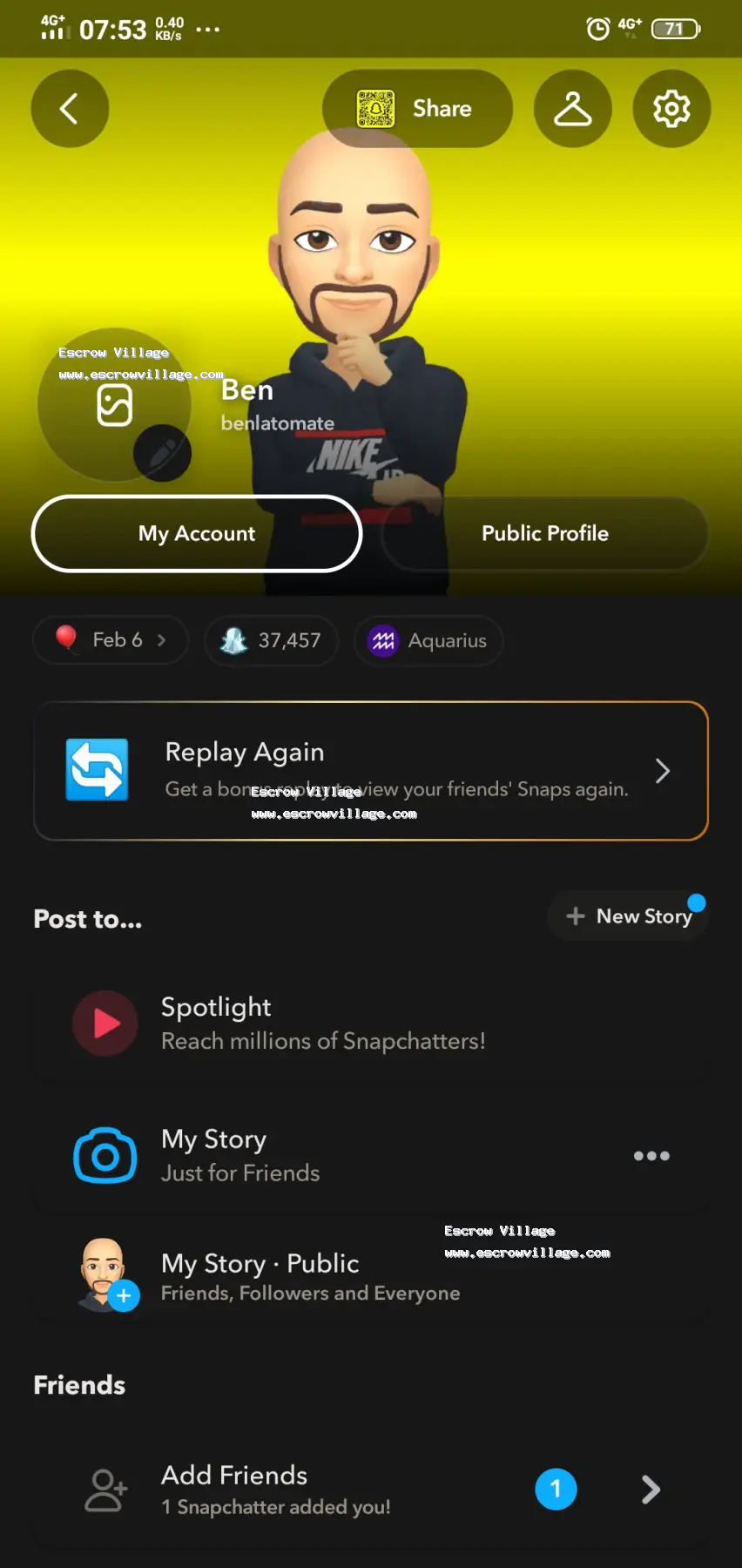 Social Media Account (snapchat)