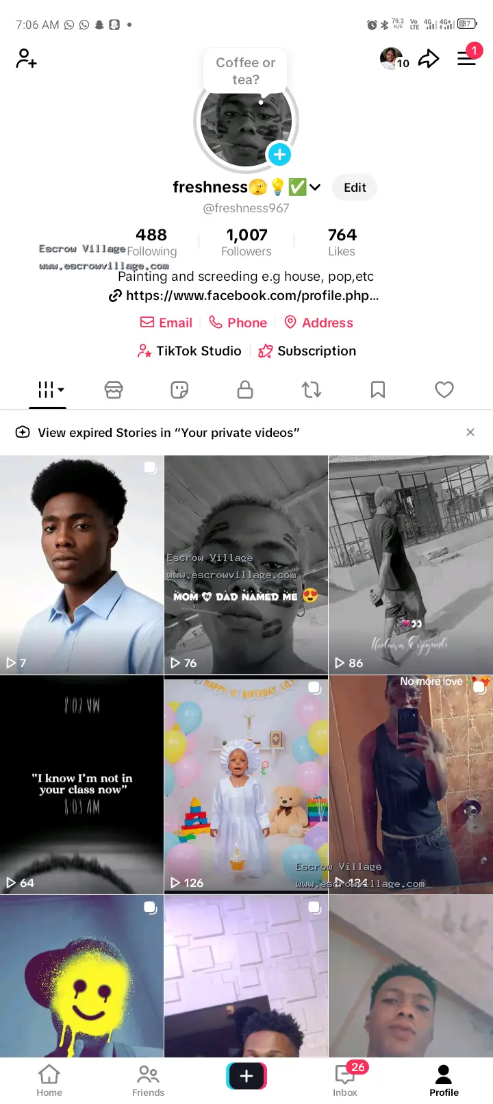 Tiktok account