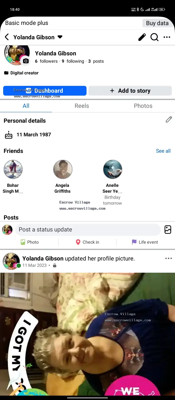 2023 Facebook account with additional profile
