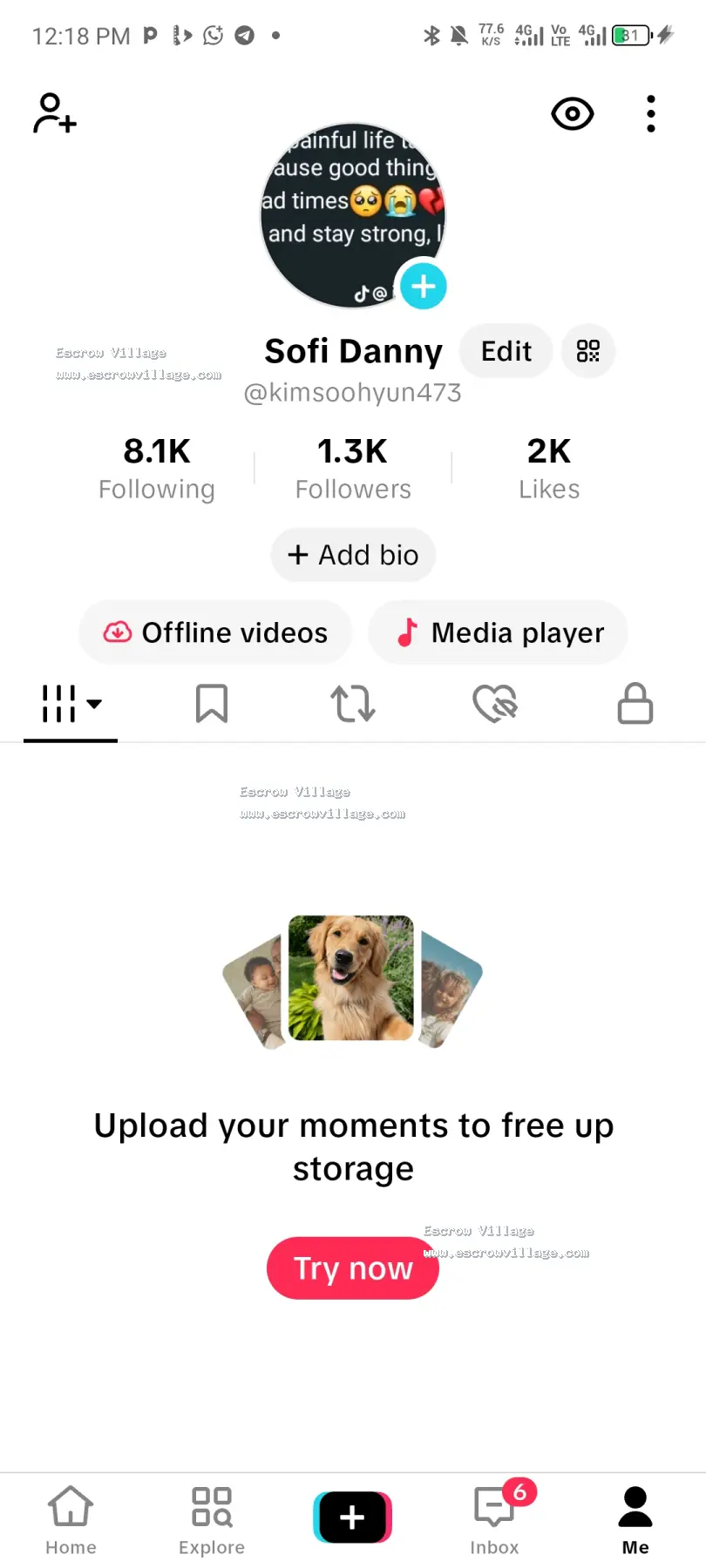 1k+ followers Foreign tiktok account