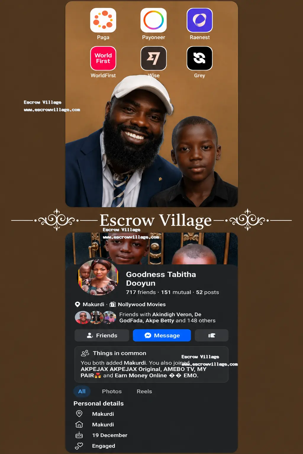 Paga, Grey, Wise, Raenest, Payoneer, YouTube Faceb