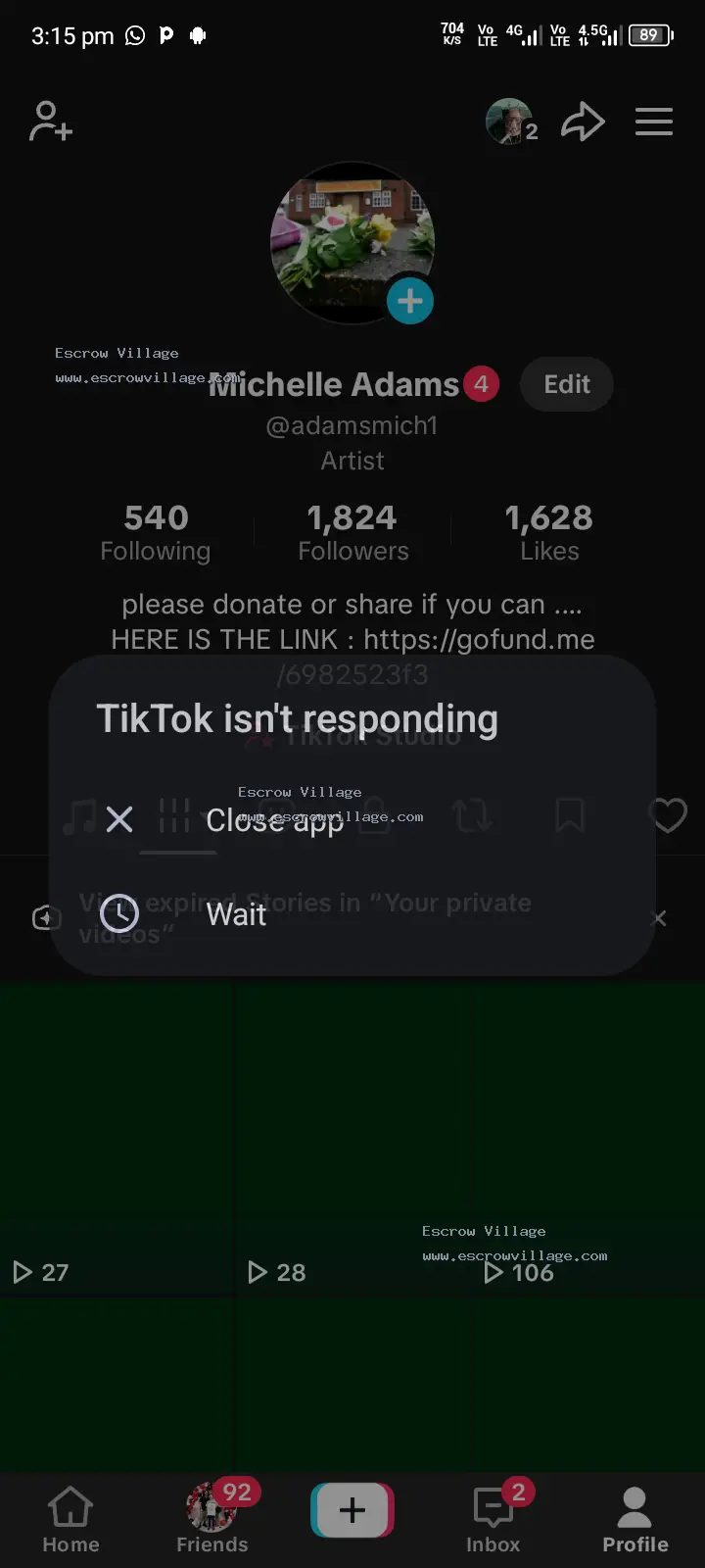 Facebook profile and Tiktok account